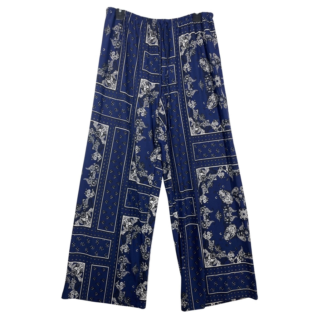 Melissa Paige Wide Leg Lounge Pants Bandana Print Drawstring Blue‎ XL/TG women